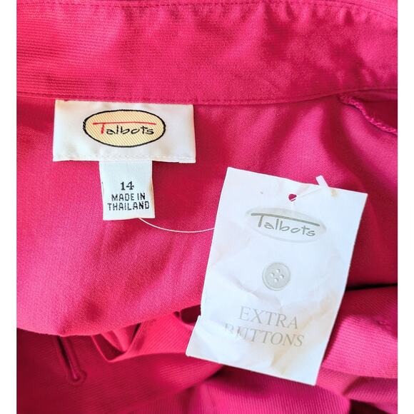 NEW Talbots Blazer 14 Fuschia Pink Button Front Super Lightweight Cotton Jacket - Picture 8 of 9